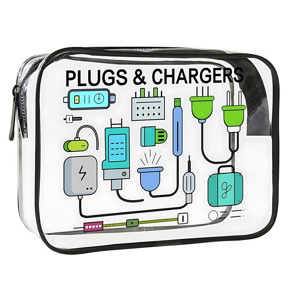 Clear Makeup Bag Large Capacity Cartoon Print Waterproof Cosmetic Pouch Lightweight Travel Organizer Tote Bag