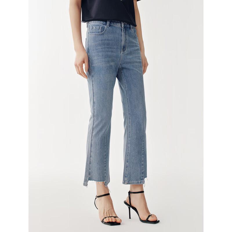 JUZUI Women's Slim-Fit Flared Cropped Jeans