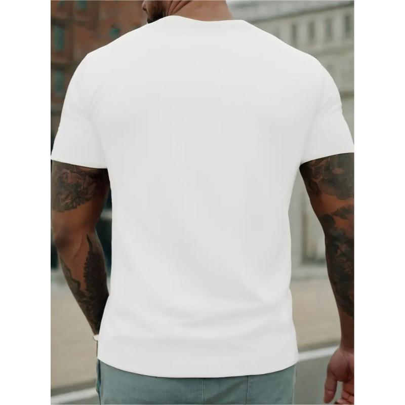 Print Outdoor Sports T-shirt For Men, Casual Short Sleeve, Round Neck Top, Fashion Trendy Tee, Summer Comfortable Top, Idea For Everyday Wear