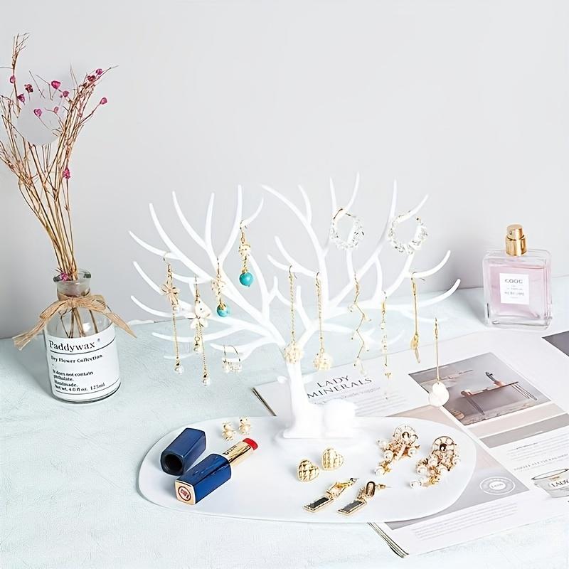 Geweihbaum Schmuckständer für Ohrringe Halsketten mit stabilem Sockel Schreibtisch Organizer Dekor