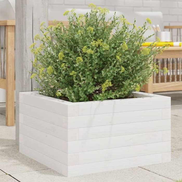 VidaXL Jardinière blanc 40x40x23 cm bois de pin massif, jardinière d'extérieur, bac à fleurs, boîte à plantes, jardinière de 847179