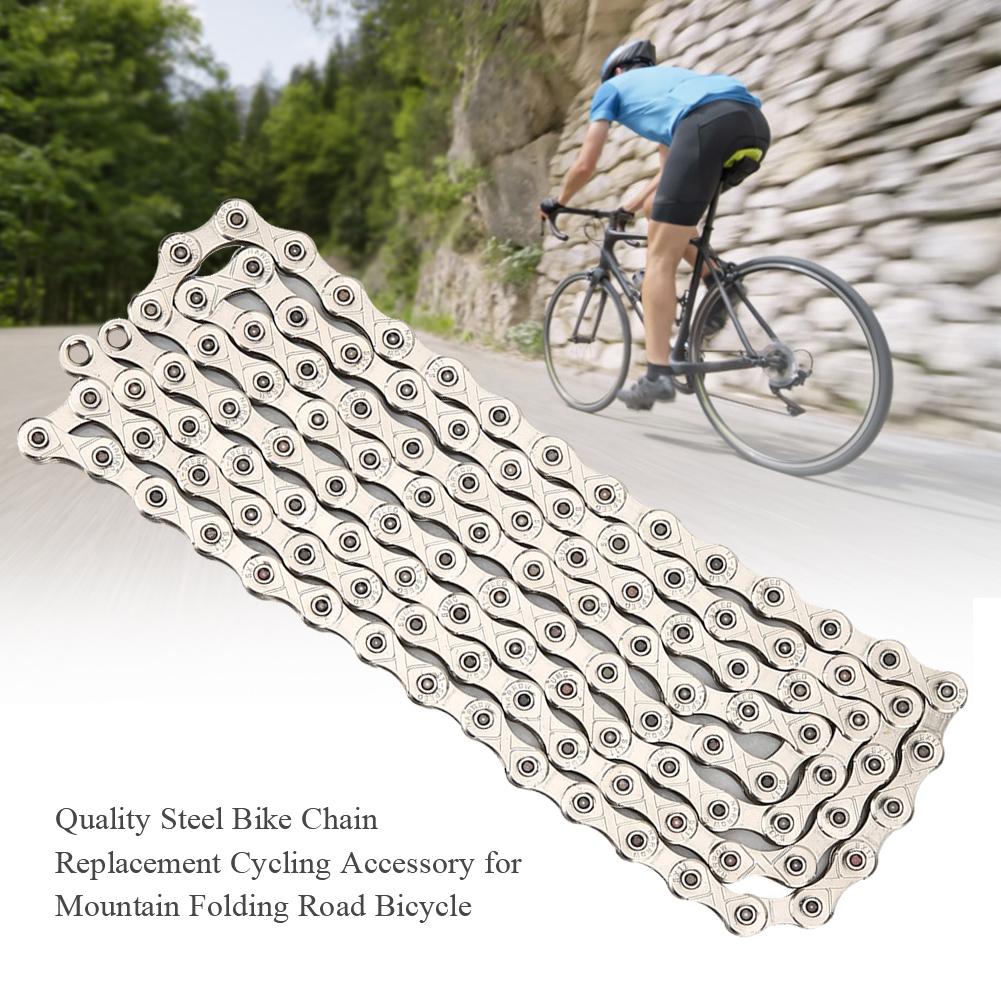 Corrente de Bicicleta de Aço de Qualidade Substituição Acessório de Ciclismo para Bicicleta de Montanha Dobrável de Estrada SX11 prata