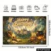2D Flat Banner - Magic Birthday Theme Background Fabric with "Happy Birthday" Displayed In the Center of the Picture.