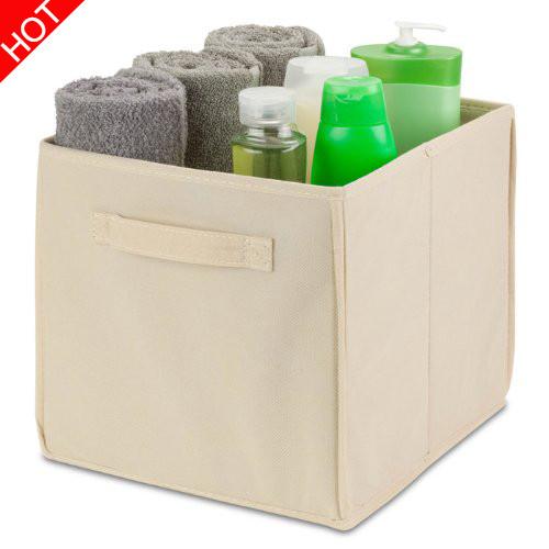 Foldable Solid Color Non Woven Fabric Uncovered Clothing Book Toy Storage Box