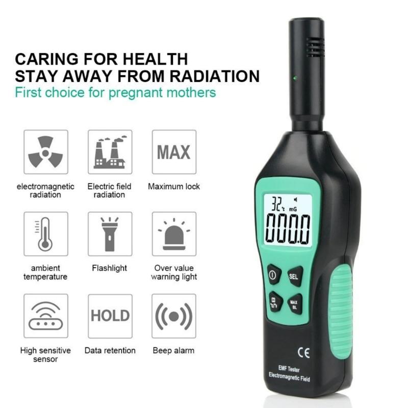 Radiation Monitor Tester with Alarm Temperature Measurement Radio Frequency Detector Electromagnetic Radiation Detector