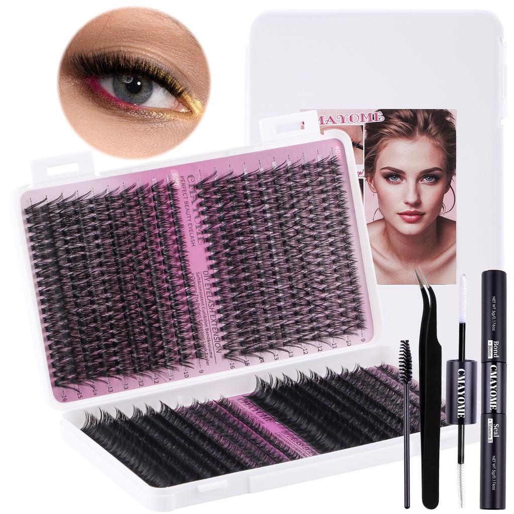 800 Clusters Of Single-Cluster False Eyelashes 9-16Mmdiy Segmented Natural Dense D-Curve Self-Grafting