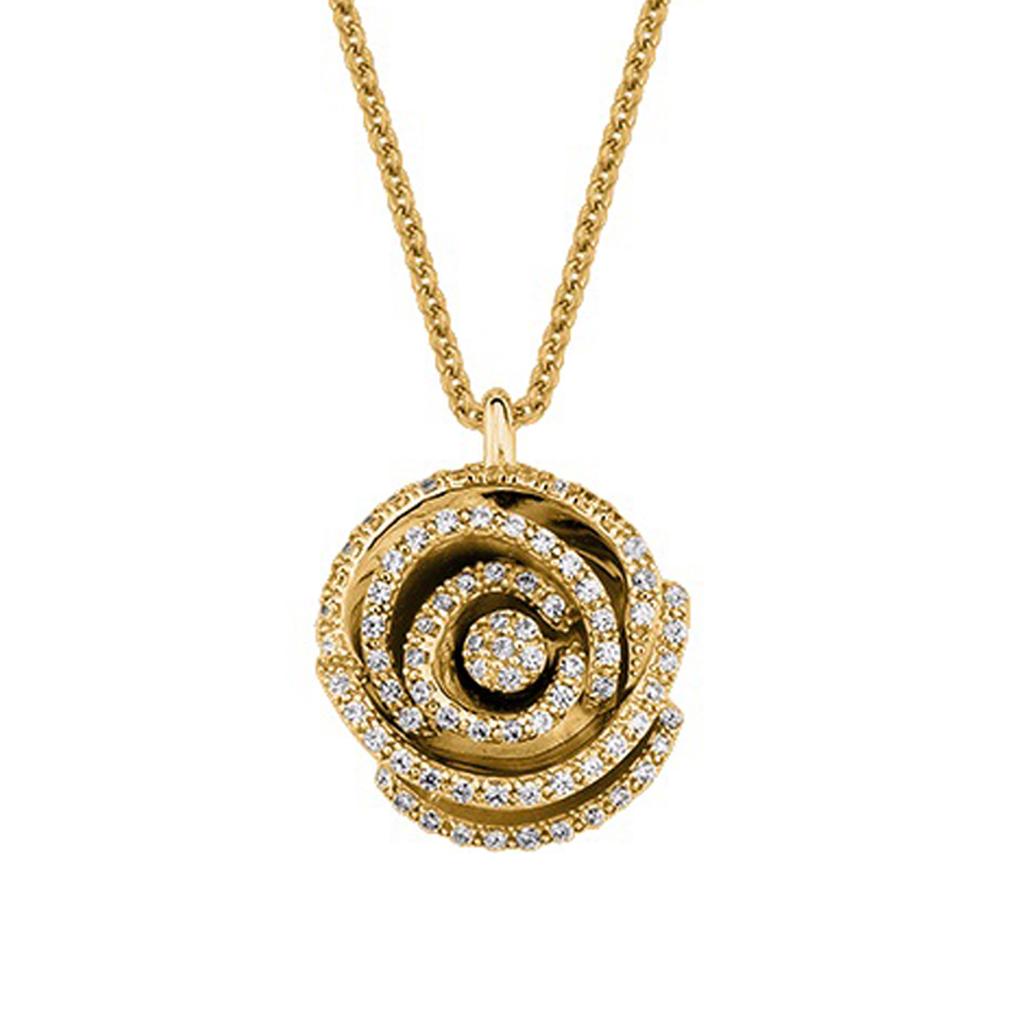 Altesse [R5723] - Gold-plated Necklace 'Rose Éblouissante' White Gold - 15 Mm