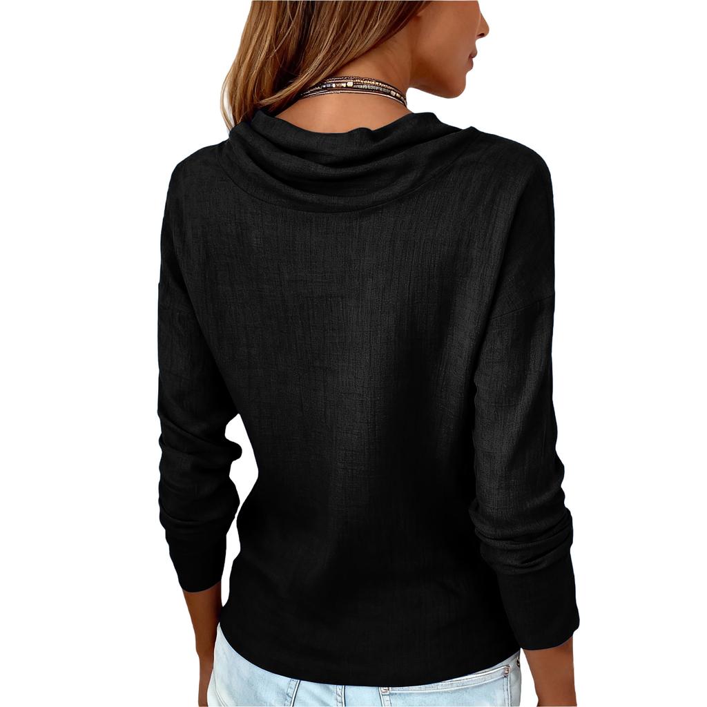 Women's Spring  Color Scoop Neck Long Sleeve T-Shirt