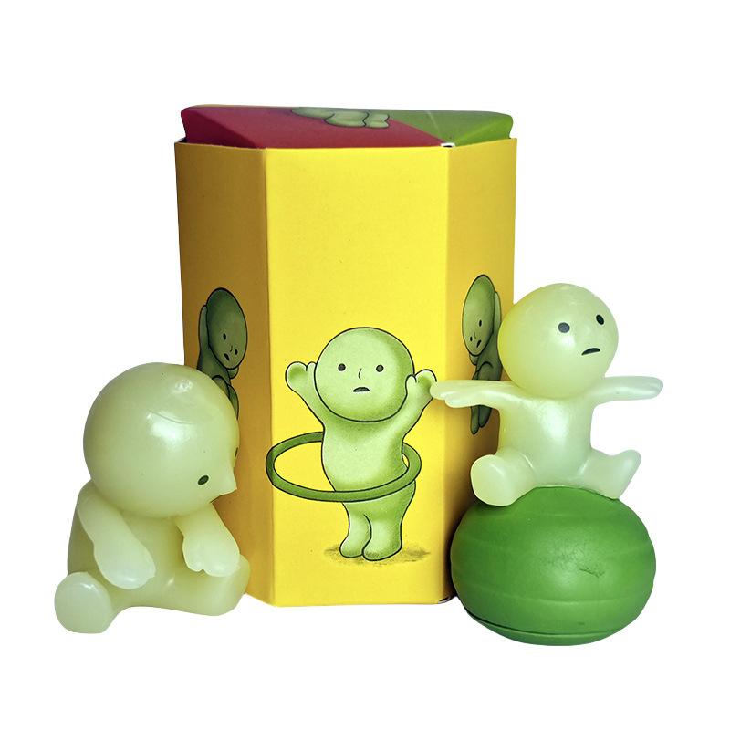 5CM Blind Box Fitness Series Mini Figure Cute Noctilucent Decoration Doll Bedroom Toilet Series Model Corner Toy Gifts