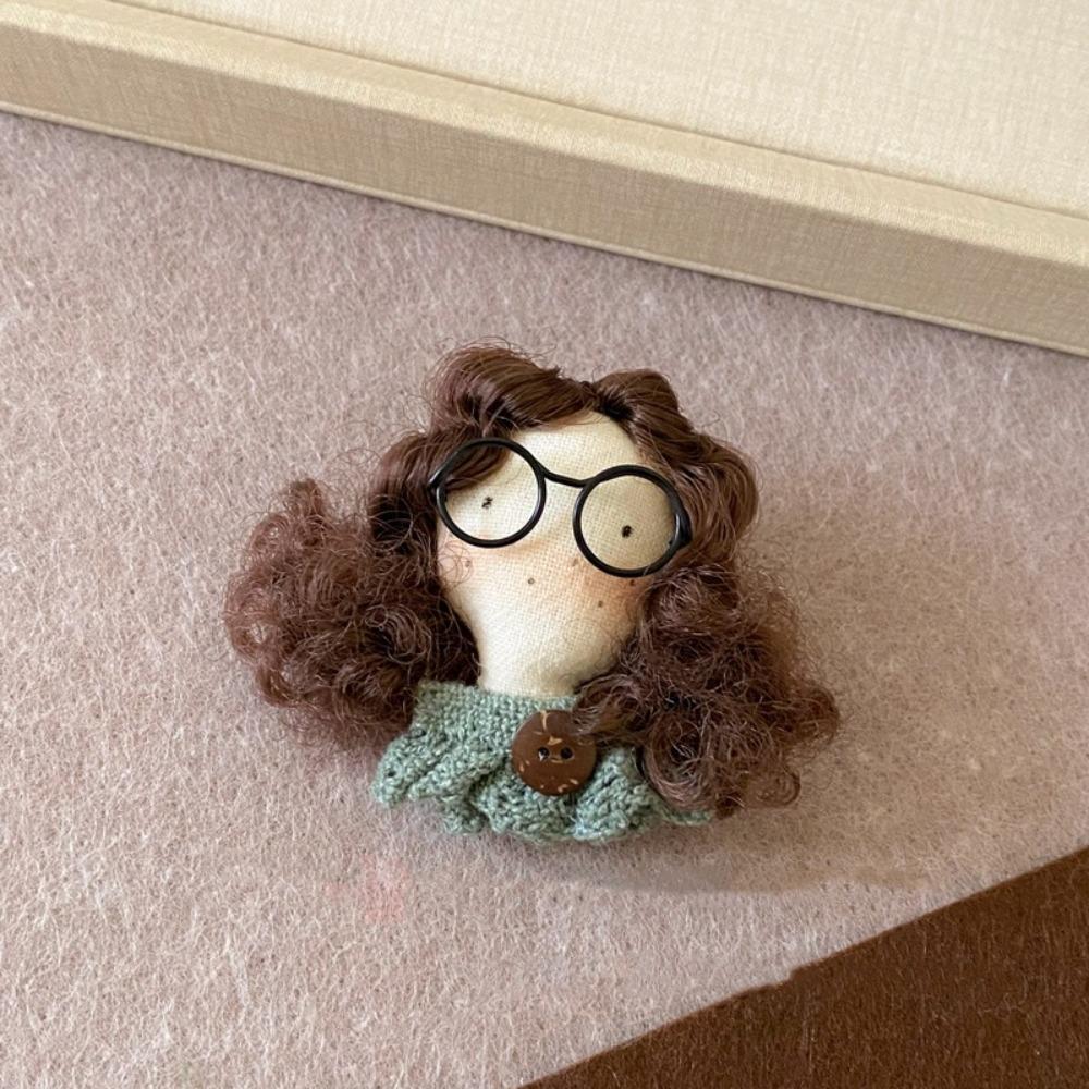 Curly Hair Girl Cartoon Sweater Pin Cute Little Rabbit Brooch Cloth Fabric Brooch Sweater Style 2