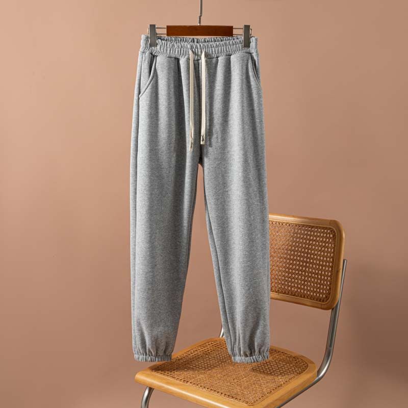 

Waist Fleece-lined Ankle Banded Pants Plus Size Slim Looking Loose Casual Pants Outwear Pocket Sweatpants Thickened Cold Protection Sports Pants Light gray M (recommended 40.00 kg-55.00 kg
