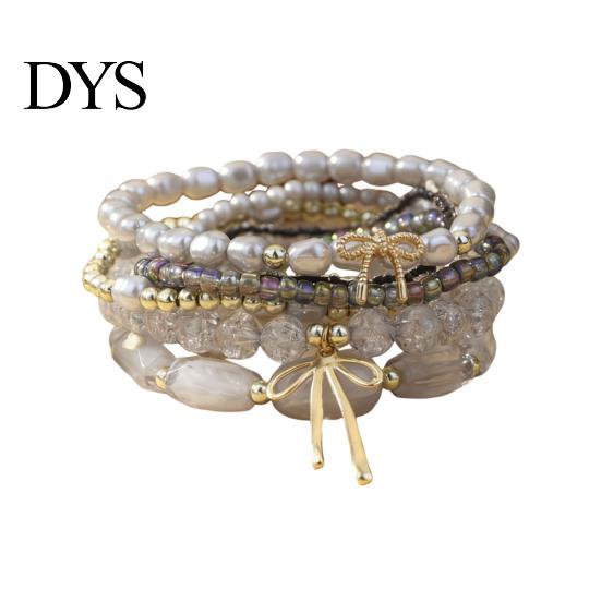 Casual Summer Bracelet 1 Set Bohemian Beaded Bracelets for Women Bow Knot Charm Stretchy Holiday Stackable Stretch Beach Vacation Party