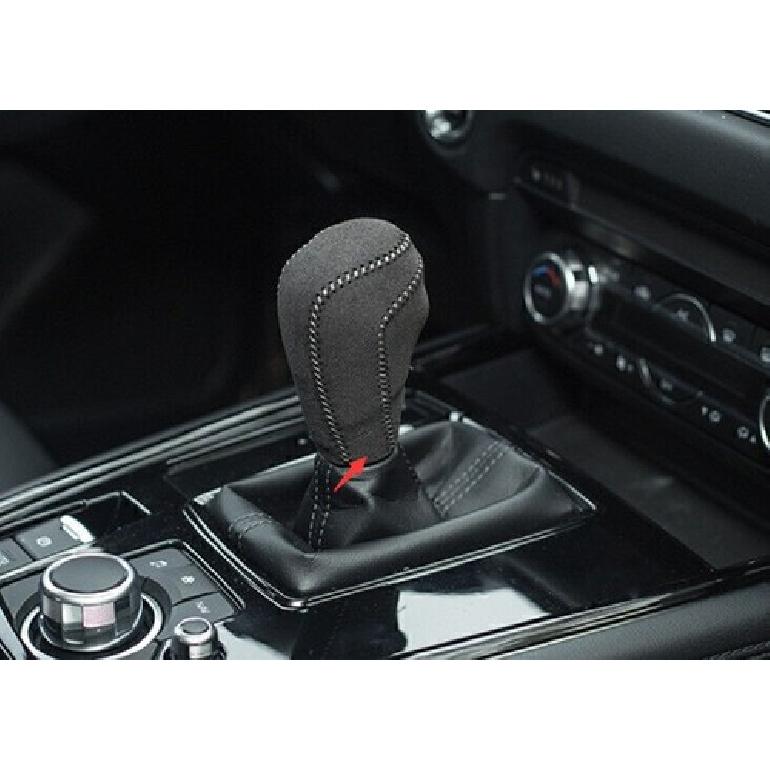 For Mazda CX-5 2017-2024 Gray Alcantara Console Gear Shift Knob Head Cover Trim