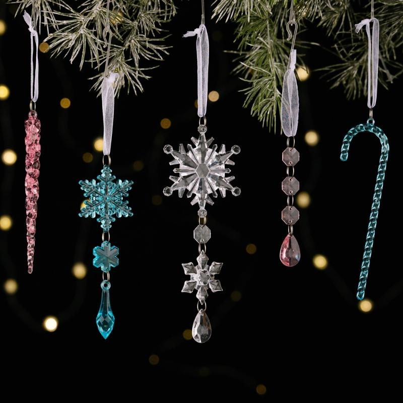 20PCS Clear Shatterproof Icicle Christmas Ornament Durable Portable Hanging Decors For Tree Door Curtain Holiday Decoration