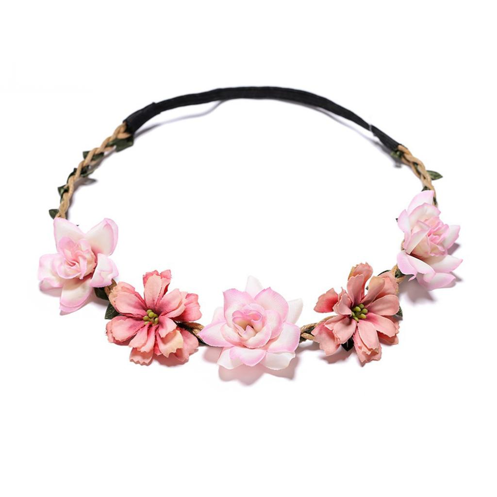 Waldmädchen Blumenkrone Handgeflochtene Seidenblumen Haarschleife für Frauen Vintage Elegant Hochzeits Haarschmuck Foto-Requisiten