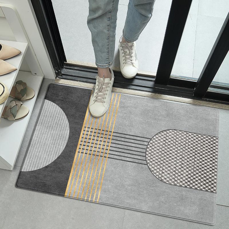 

Простой геометрический дизайн коврика для пола для входа в туалет и умывальника 40x60/50x80/60x90/80x120 см гипоаллергенный фланелевый ультра легкий коврик для ванной 60x90cm