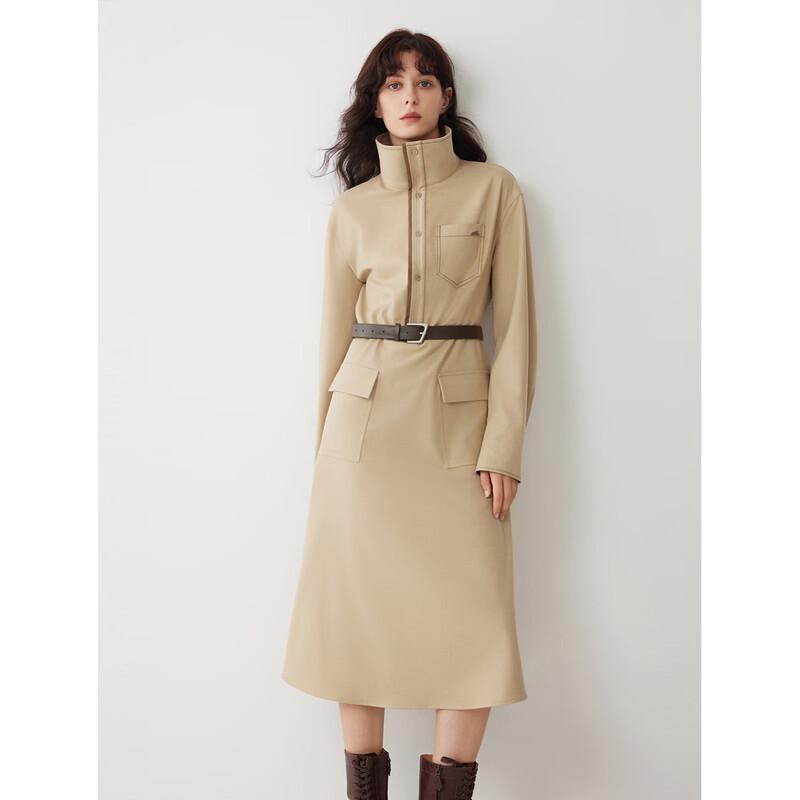 ELLE Women's Khaki Shirt Dress