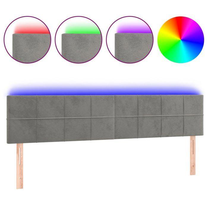 VidaXL Tête de Lit à LED Meuble de Chambre à Coucher Accessoire de Lit Double Tête de Cadre de Lit Intérieur Gris Clair 3121678