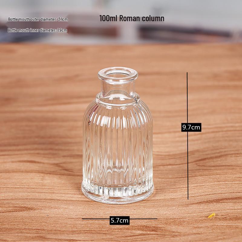 Retro Embossed Transparent Glass Vase: French-Inspired Luxury Home Decor for Living Room