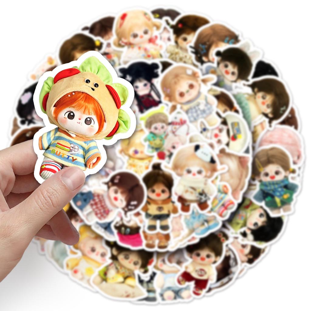 50 Cotton Doll Graffiti Stickers Cartoon Cute Doll Decorative Mobile Phone Case Water Cup Creative Stickers