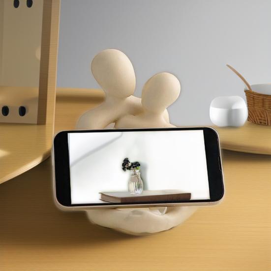 Romantic Wood Love Sculpture Resin Ornament Multifunctional Phone Holder Creative Candle Stand for Wedding Party Dinning Table Centerpieces Decoration