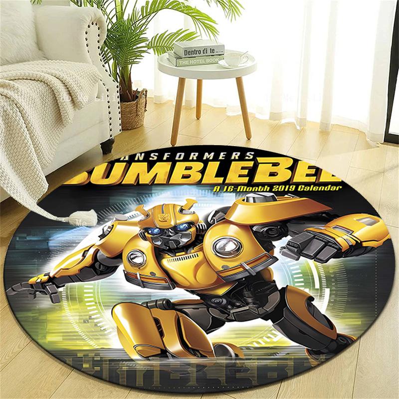 1pc Bumblebee2 Design Printed Area Round Carpet for Bedroom Living Room Home Decor Rugs Mat Non Slip Mat Rug for Bedside