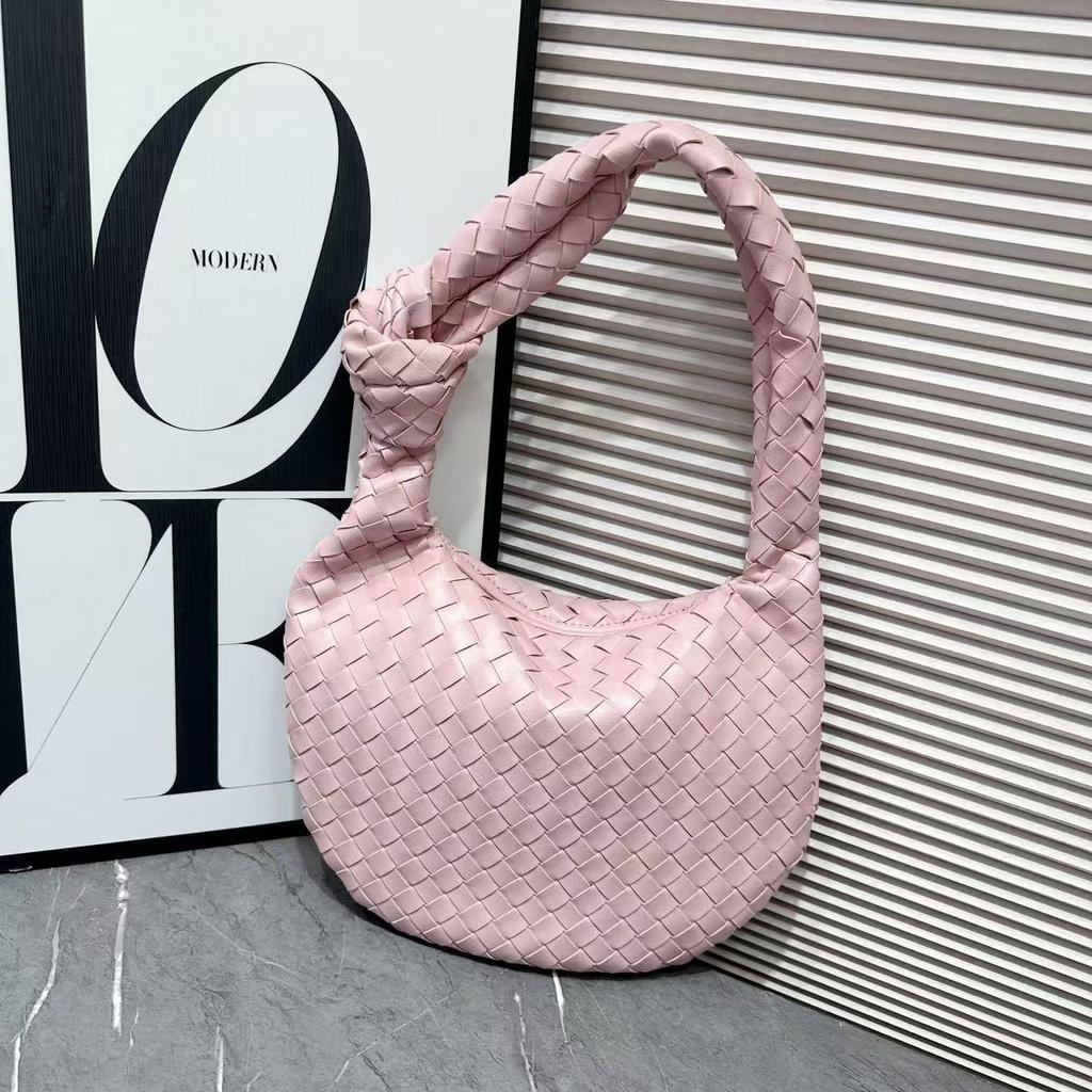 Handmade Woven Croissant Bag - Knotted Single Shoulder Underarm Tote
