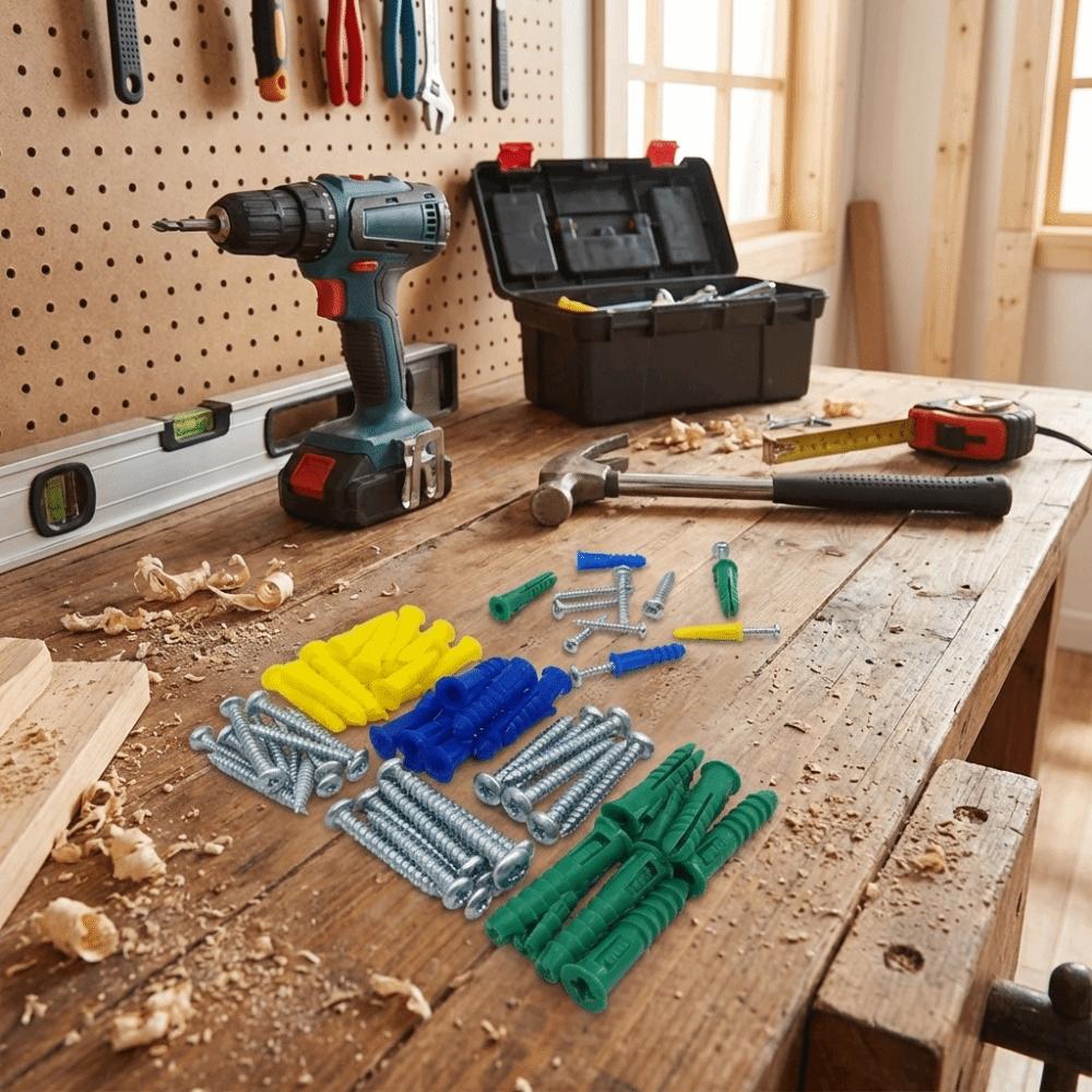 Plastic Material Wall Anchors Durable Construction Stable Hardness Screws Assortment Kit Strong Grip Force Tight Expansion