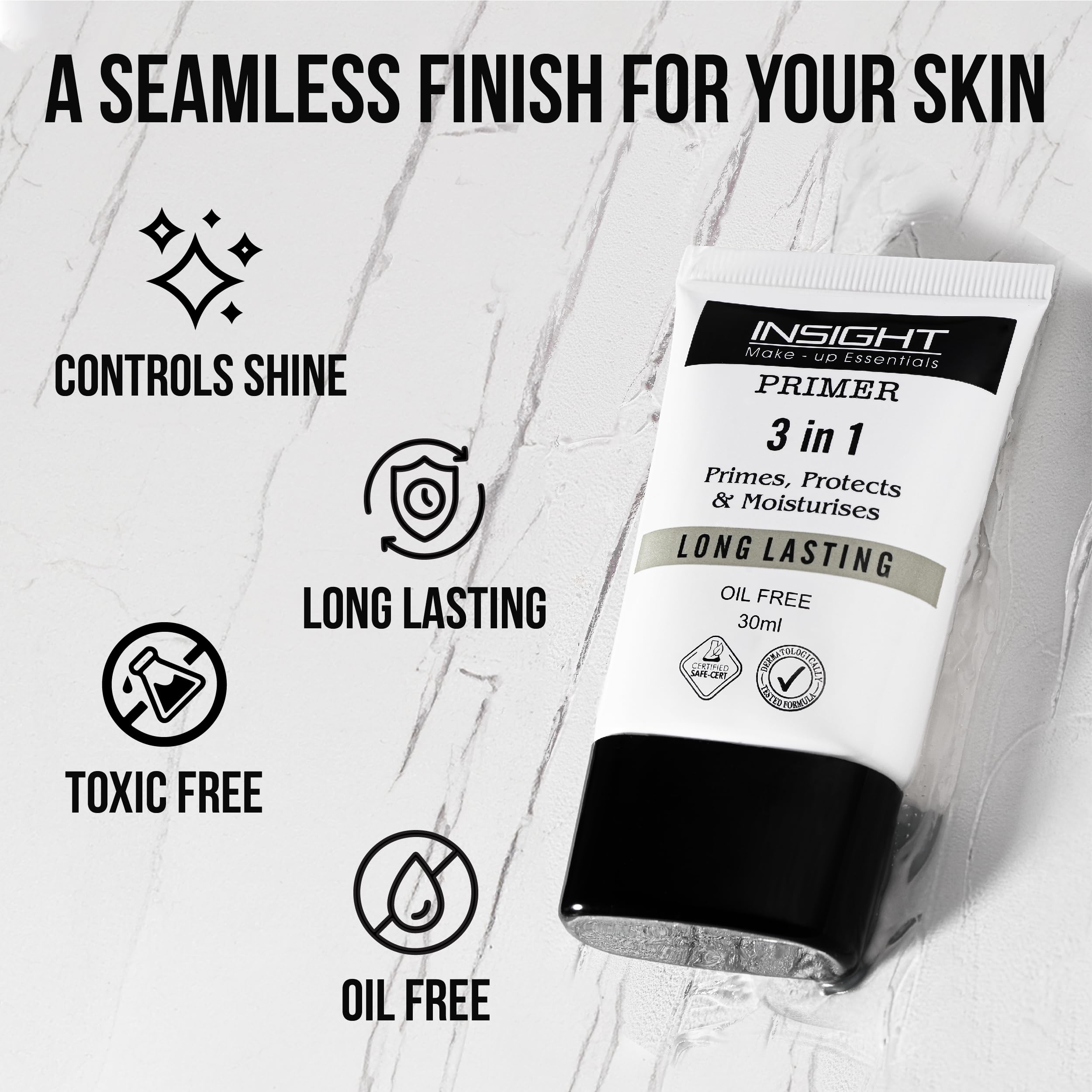 INSIGHT 3-in-1 Primer | Matte Finish | Primes, Protects & Moisturizes | Oil-Free with Pore Blurring | Long-Lasting Formula | For All Skin Types | 30