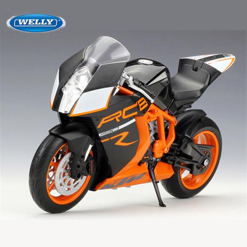 Welly 1/10 KTM 1190 RC8 R Alloy Racing Motorcycle Model Metal Street Cross-country Sports Motorcycle Model Simulation Kids Gifts