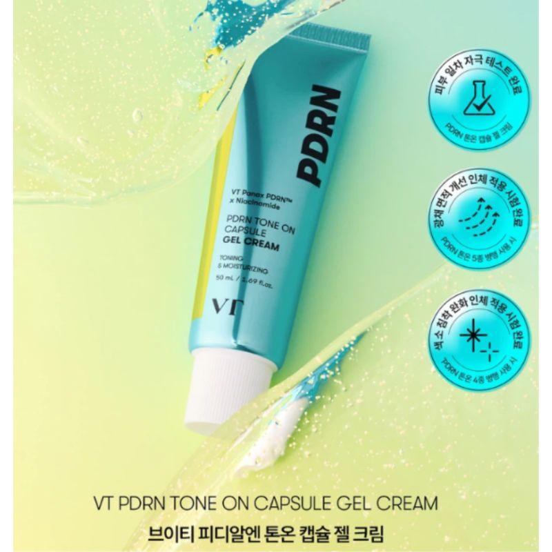 VT COSMETICS PDRN Tone On Capsule Gel Cream Hydrating Brightening Face Moisturizer 50ml