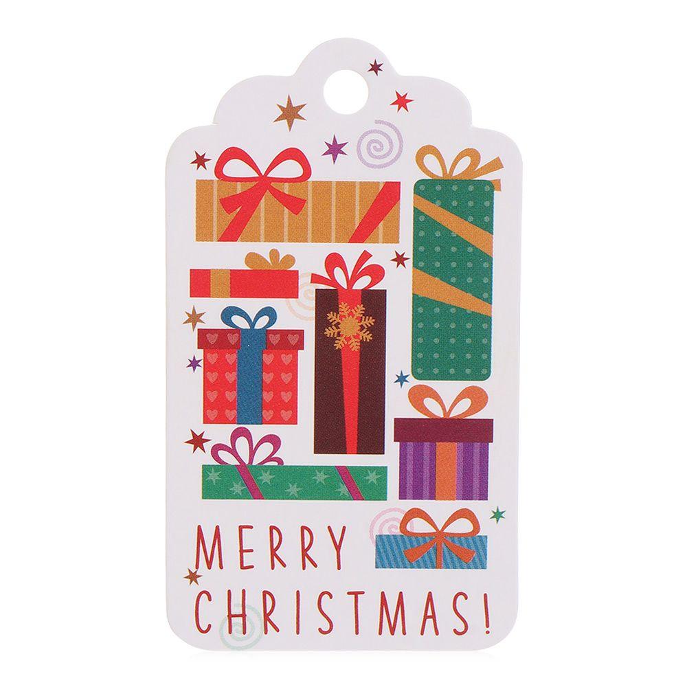 Santa Claus Gift Wrapping with Rope Gift Cards Xmas Decorations Christmas Paper Tags Hanging Label