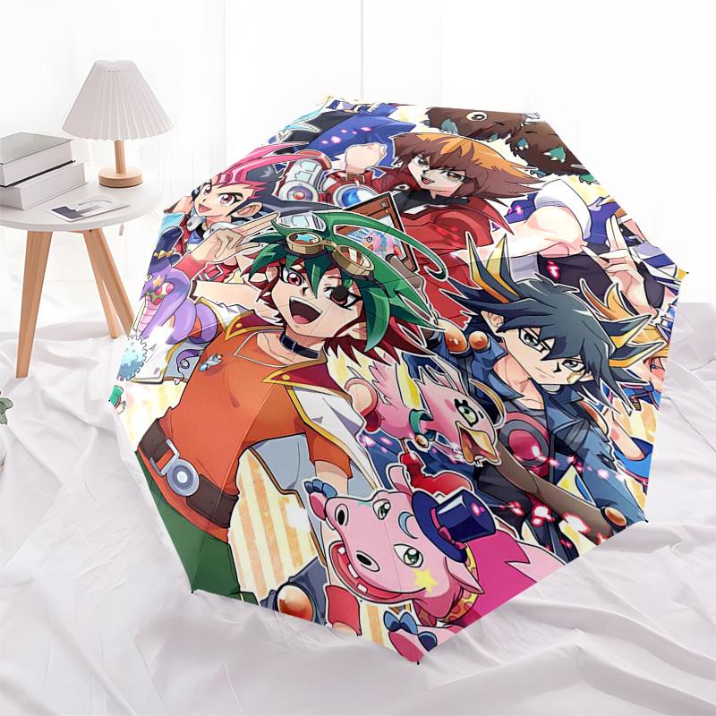 1pc Outdoor Umbrella with Yu-Gi-Oh! Characters - Automatic Opening/Closing, Portable 3-Fold Design, 8-Rib Iron Frame - Perfect Gift for Fans, Tra