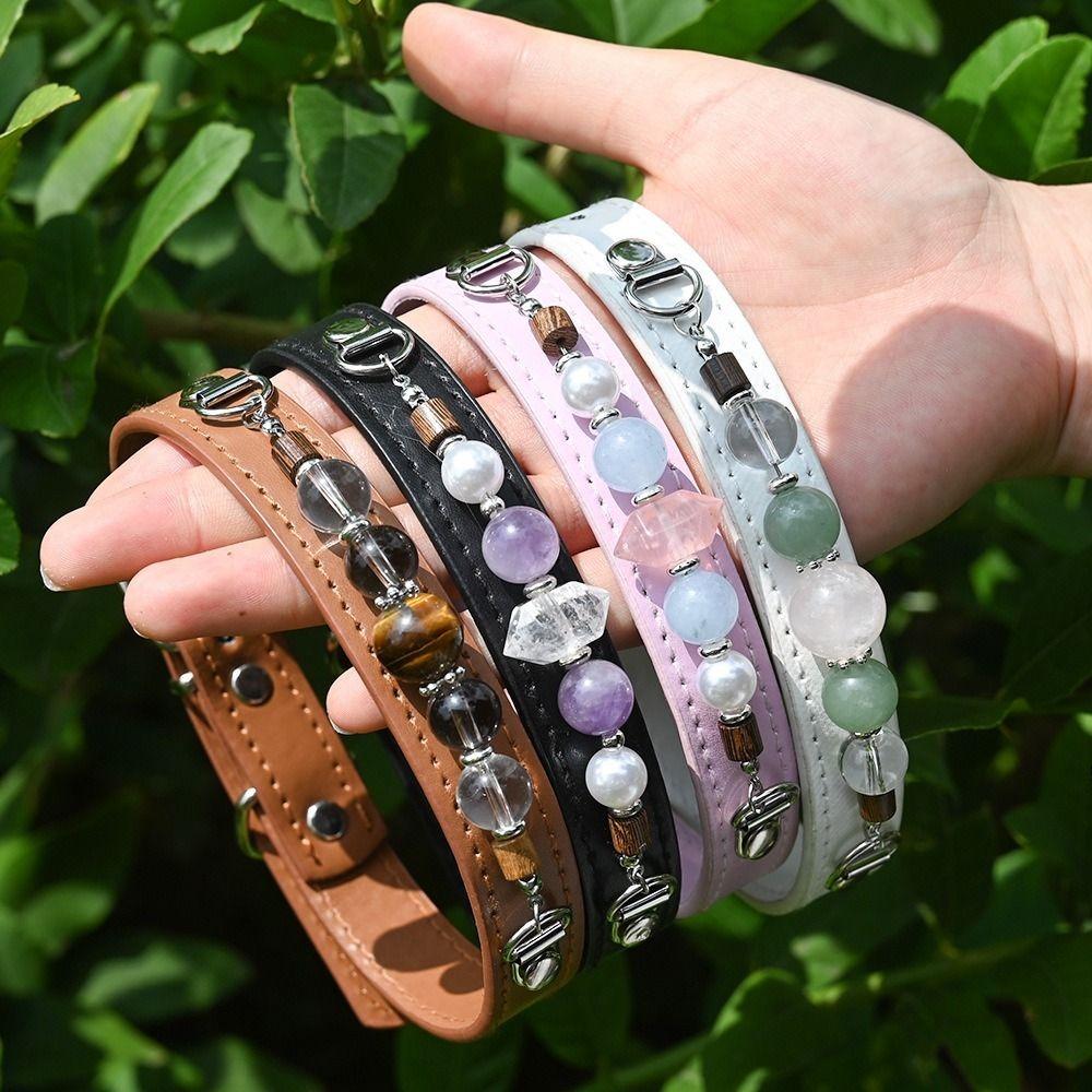 Crystal Stone Leather Pet Collar Adjustable Dog Collar Exquisite Cat Collar  Puppy