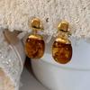 Smudge Resin Stud Earrings Maillard Retro Niche Earrings Fashion High Sense Versatile Earrings