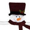 Christmas Snowman Tree Topper Large Plush Snowman Hugger with Red Black Plaid Top Hat Scarf Xmas Tree Ornament