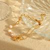 Vintage Heart Pendant Bracelet For Women Pearl Jewelry Titanium Steel Accessory