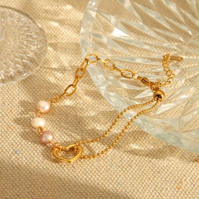 Hotselling Hartvormige Hanger Roestvrij Staal Armband voor Vrouwen, Vintage Elegante Parelsieraden, Titanium Staal Accessoires