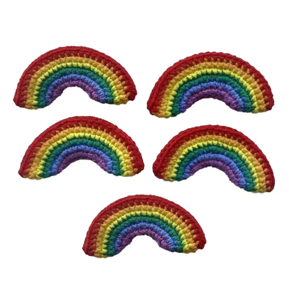 

20PCS Sweater Canvas Bag Decoration Crochet Rainbow Hand-knitted Cotton Wool Hair Clips Cap Clothing Patch Accessories