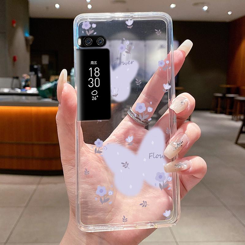 Phone Case For Meizu Pro 7 Case For Meizu Pro 7 Plus Capa Coque Flower Butterfly Thin Covers Transparent Soft Silicone TPU Cover