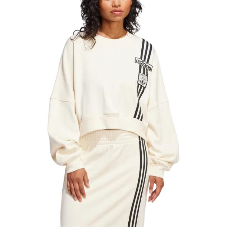 Adidas Womens Adibreak Cropped Sweatshirt Cream White Women Streetwear JD0084