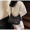 Korean Style Large Capacity Canvas Tote Bag - 2025 Autumn Pleated Niche Shoulder Crossbody Bag