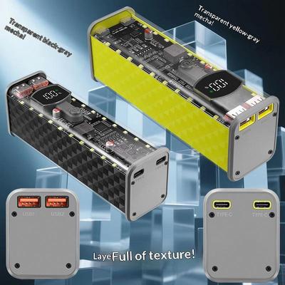 Pd45W Super Fast Charging Diy Power Bank Case Weld-Free 8-Cell 18650 Battery Storage Box Daul Usb Type C Output