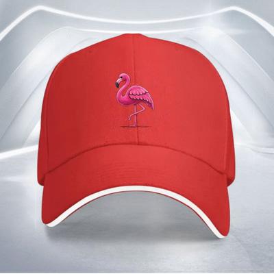 Pink Flamingo Baseball Cap Polyester Adjustable Sandwich Brim Sports Outdoor Hat