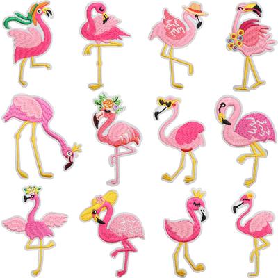 Flamingo Duży Ptak Haftowana Naklejka Tkaninowa Dekoracja Torby Kreskówkowy Patch Flamingo Naklejka Komputerowa Haftowana Naszywka Różowy Ptak Miłości