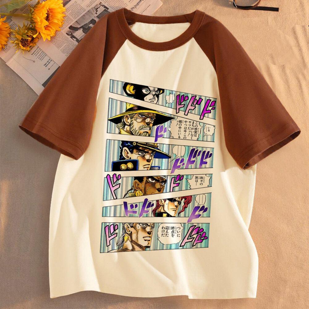 Jojo Bizarre Adventure Steel Ball Run Mädchen Anime Ästhetik Klassisch Trendiges T-Shirt Retro Grafik Digitale Popkultur Bunt