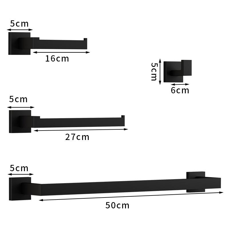Luxury Black Bathroom Accessories Set Bathroom Hardware Set Household Hanger Towel Rack Roll Paper Rack Coat Hook Sets 4 Pcs Kit