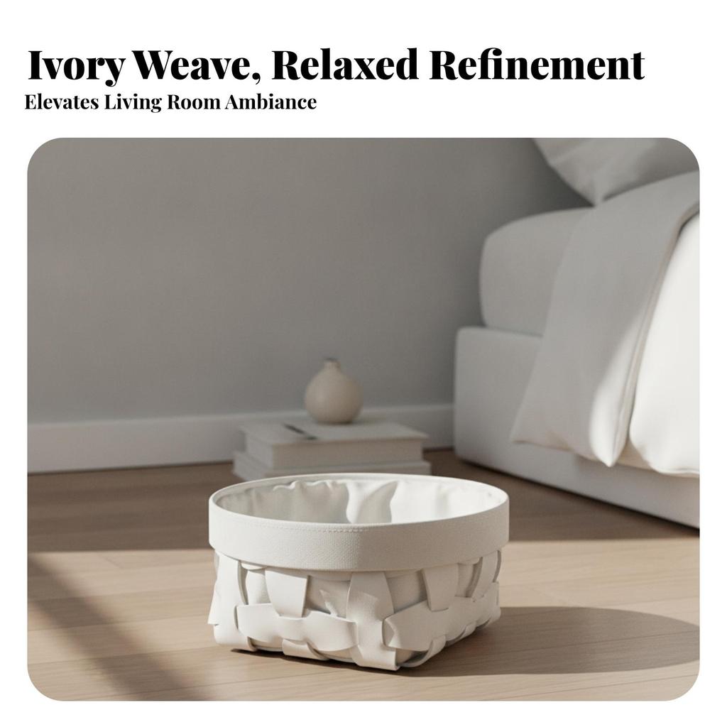 Decorative Woven Laundry Basket Space-Saving with Textile Lining