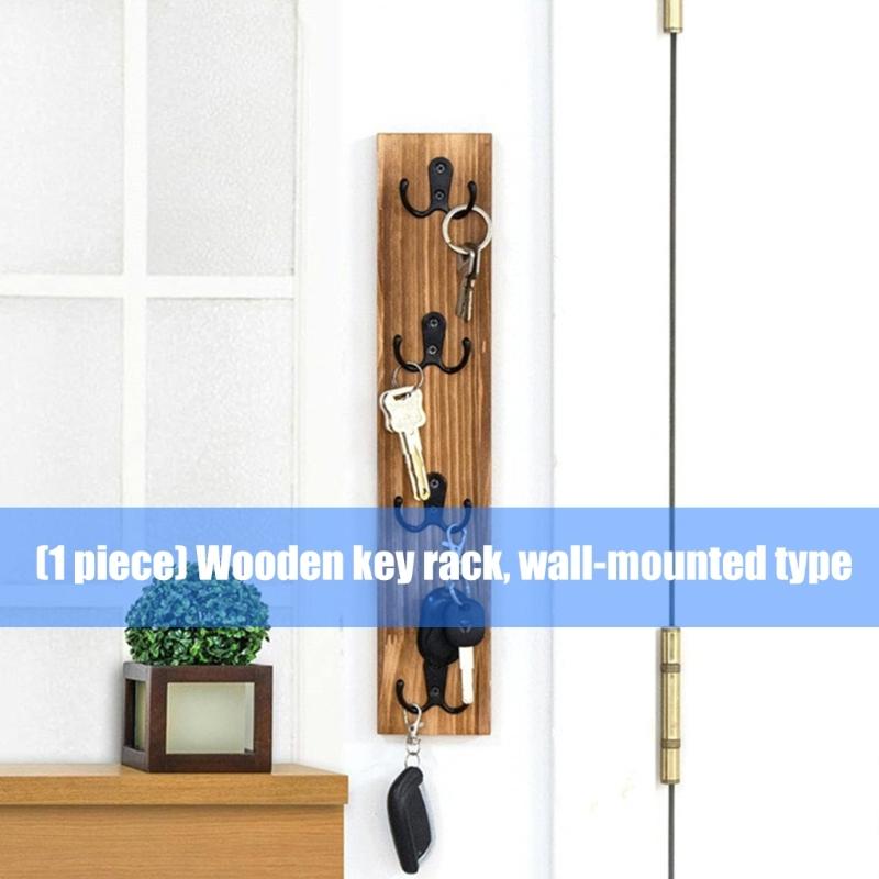 Vertical Wall Mounted Key Holder Space Saving Hanger Wood Key Rack with Hook Decorative Farmhouse Hanger Enduring