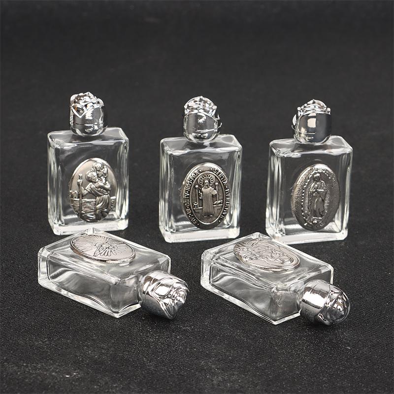 12 Types Of Glass Holy Water Jesus Bottle Religious Cross Bottle Christian Virgin Sculpture Bottle Refillable Holy Water Bottle